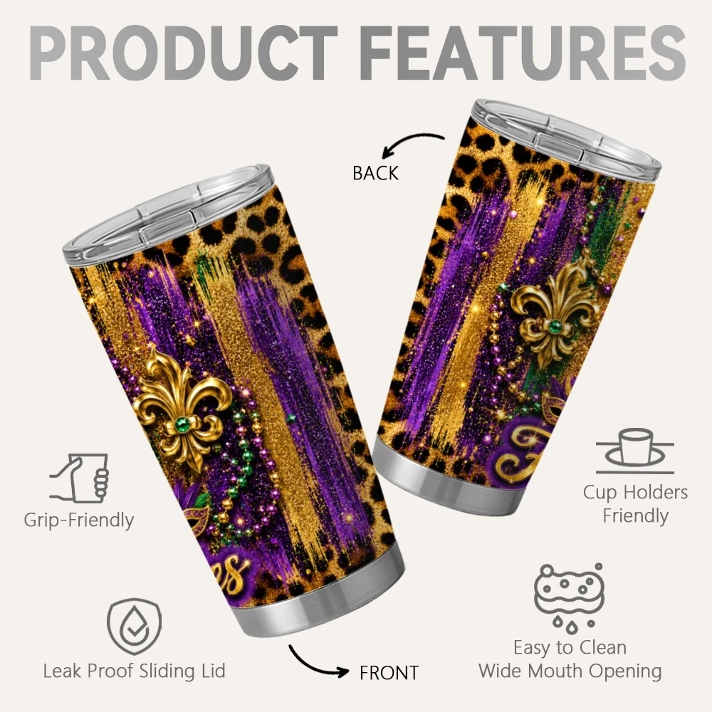 Luxury Jewelry Leopard Vacuum Flasks 20oz Stainless Steel Travel Mug with 2 Lids & Reusable Straw Vacuum Insulated Coffee Cup