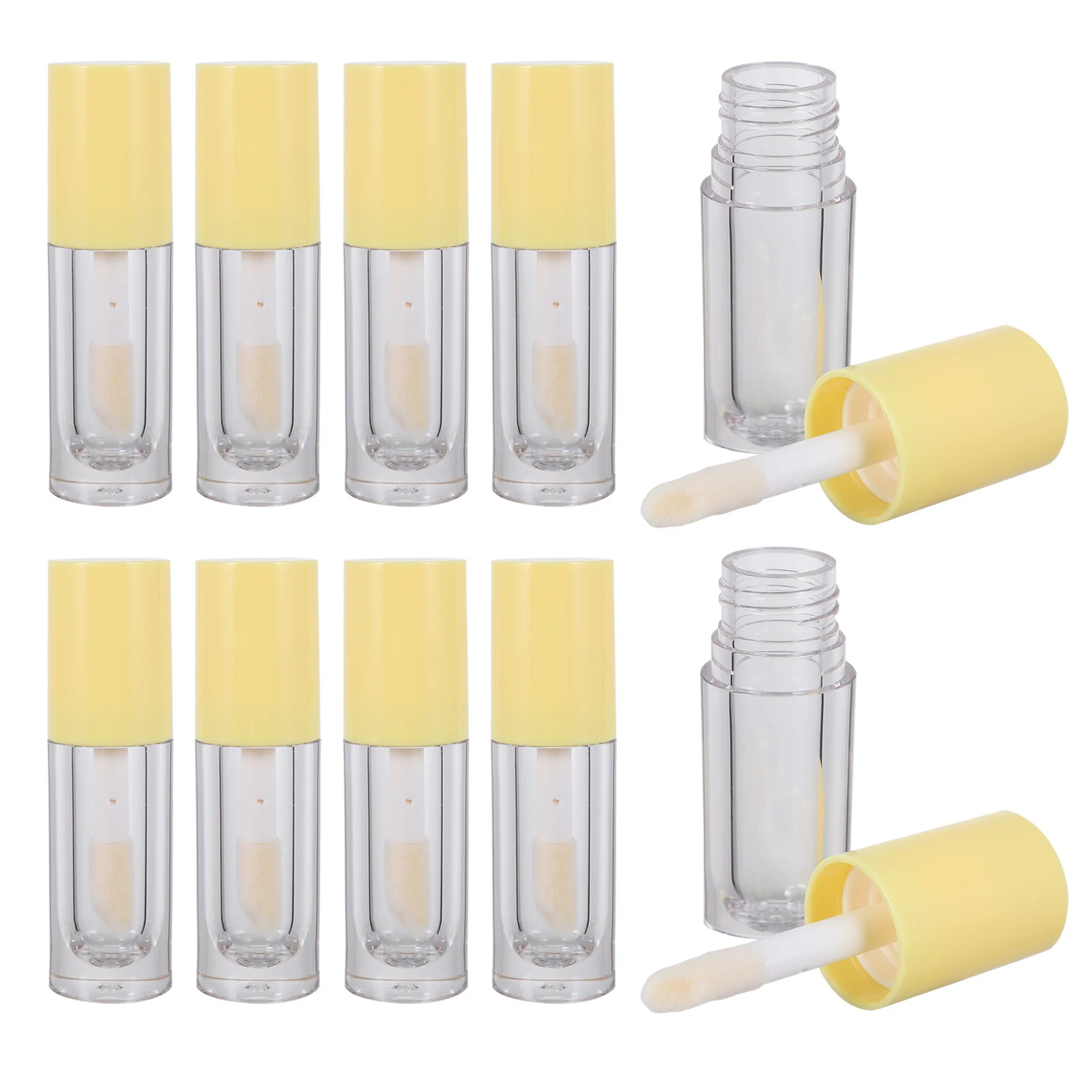 10Pcs Lip Gloss Tubes Transparent 6ml Portable Travel Empty Lip Balm Bottles Brush Head DIY Containers