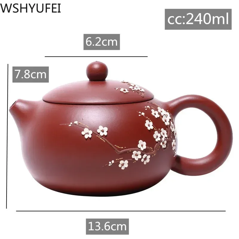 Chinese Yixing Teapot Pure Handmade Plum Blossom Xi Shi Pot Purple Clay Tea Set Kettle 188 Ball Hole Filter 240ml