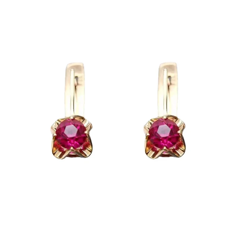 Classic Style Plated 14K Rose Gold long-style Earings 585 Purple Gold Red Gem Earrings for Women Jewelry Gift for Girlfriend 6