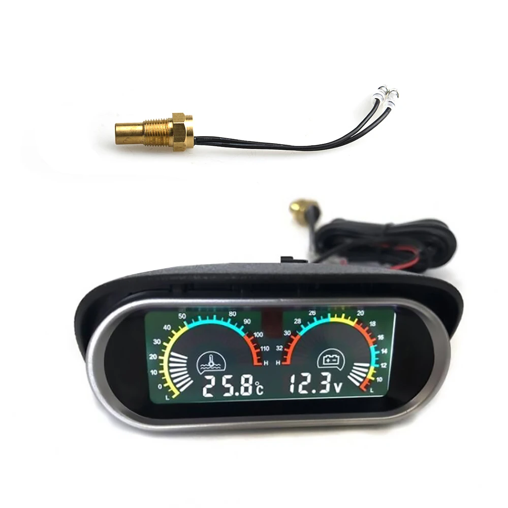 

Auto LCD Water Temperature & Voltmeter Gauge 2 in 1 display with M10/M12/M14/M16 Thread sensor