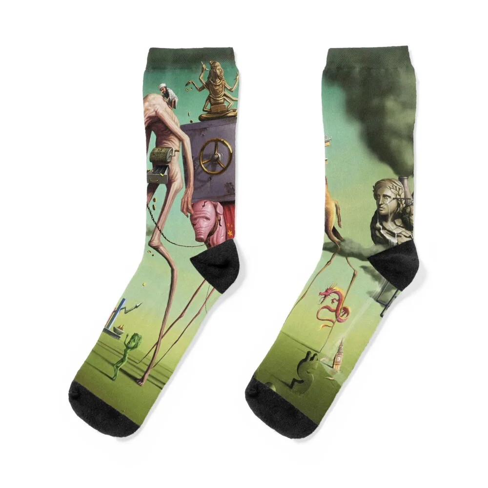 Dali Socks winter Novelties floral anti slip football Men's Socks Women's