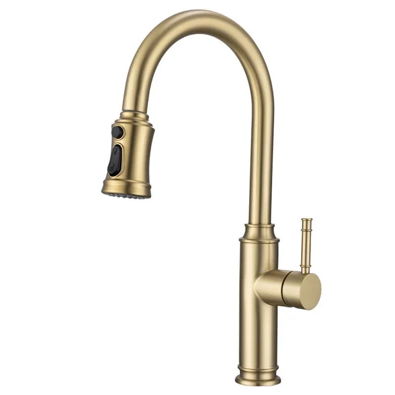 

Kitchen pulling faucet, stainless steel vegetable basin sink, telescopic anti-splash hot and cold household faucet CF2403