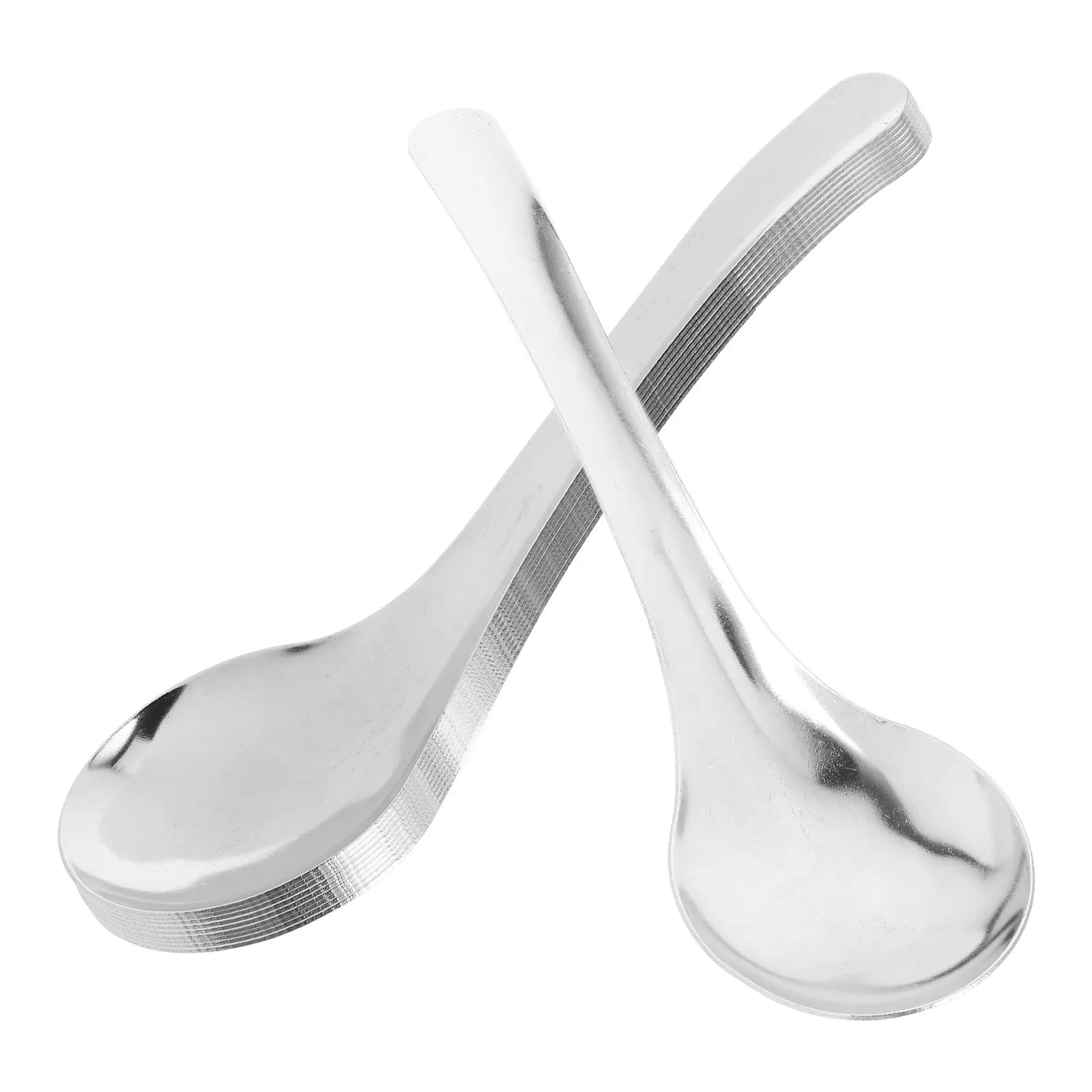 Cucharas de sopa de acero inoxidable, diseño ergonómico para sopa, cereales, postre, comedor asiático, cucharas de cerámica para el hogar, 10 Uds.