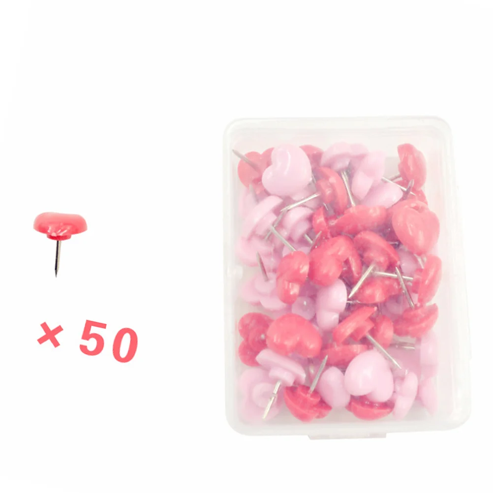 100 Pcs Plastic Pink Heart Shape Push Decorative Safety Colored Thumbtacks for Cork Board Map Photos Posters Calendar