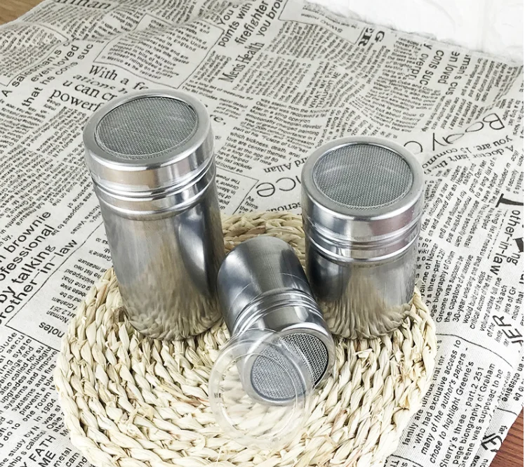 5cm Diam Stainless Steel Powder Sprinkle Extinguishers Tank Gauze Bucket Cocoa Powder Cinnamon Powder Dusting Cans New