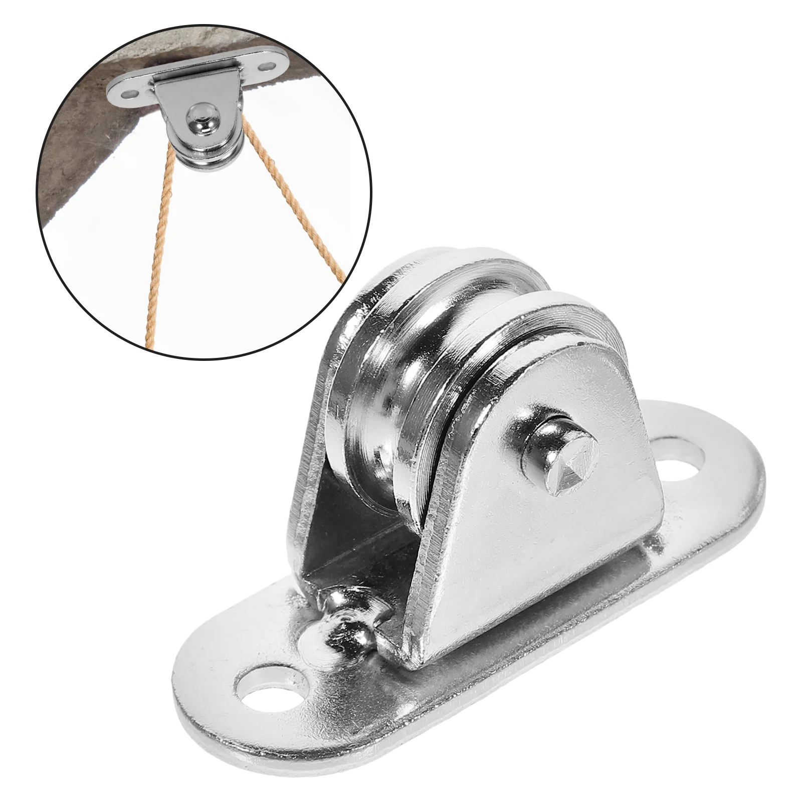 

2 Pcs Pulley Block Pulleys for Rope Mute Traction Trolley Ceiling Mount Garage Silver