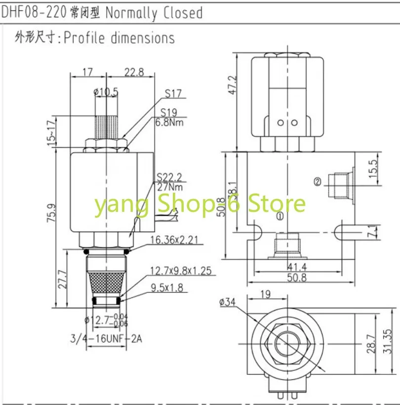 2 Position 2 Way Normally Closed DHF08-220H LSV08-2NCP-M SV08-20 Threaded Hydraulic Cartridge Pressure Relief Solenoid Valve