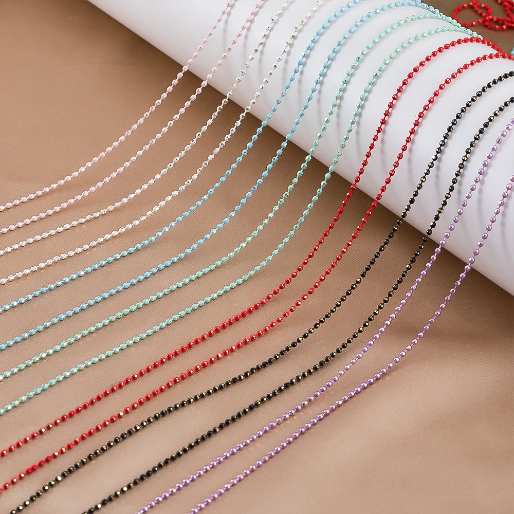 

5Meter 1Meter Enamel Ball Bead Chain 1.5mm Copper Beaded Chains for DIY Necklace Bracelet Jewelry Making Component Accessories