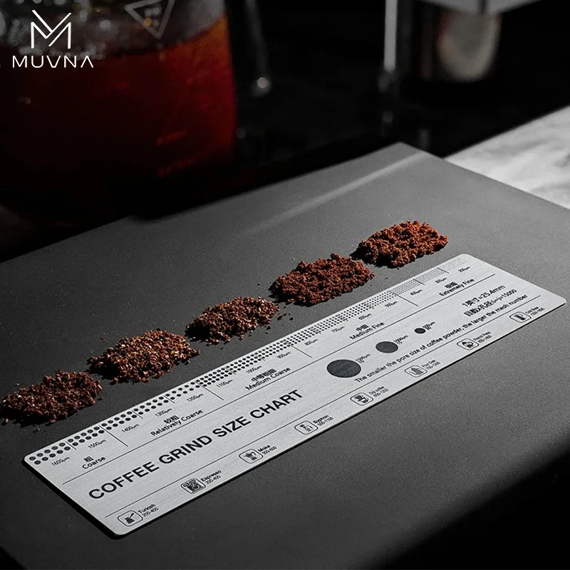 MUVNA Ground Coffee Grind Reference Card,200-1800um Coffee Accessories Conversion Card For Common Brewing Related Conversions