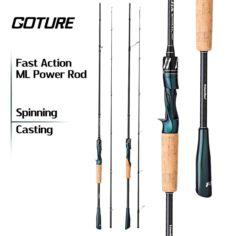 Goture-Canne à pêche Spinning en fibre de carbone, action rapide, puissance ML, ultra-légère, sensible, 4-18g, 1.98m, 2.13m, 2.28m, nouveau