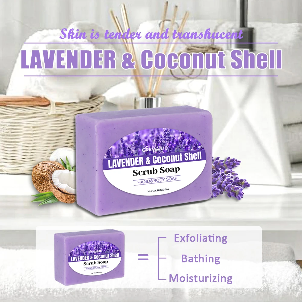 

Lavender & Charcoal Body Soap - Soothes Skin, Cleans/Exfoliates, Relaxing Fragrance, All Skin Types