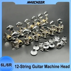 6R6L Stainless Guitar Tuning Peg Machine Heads Tuners Button for Classic Folk Guitar Nickel Plated