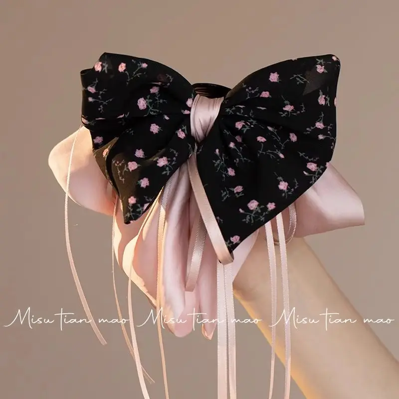 

Bow Ribbonhair Clipback of The Head Half Tied Hair Clipwomen's Four Season New High-end Beautiful Headwear