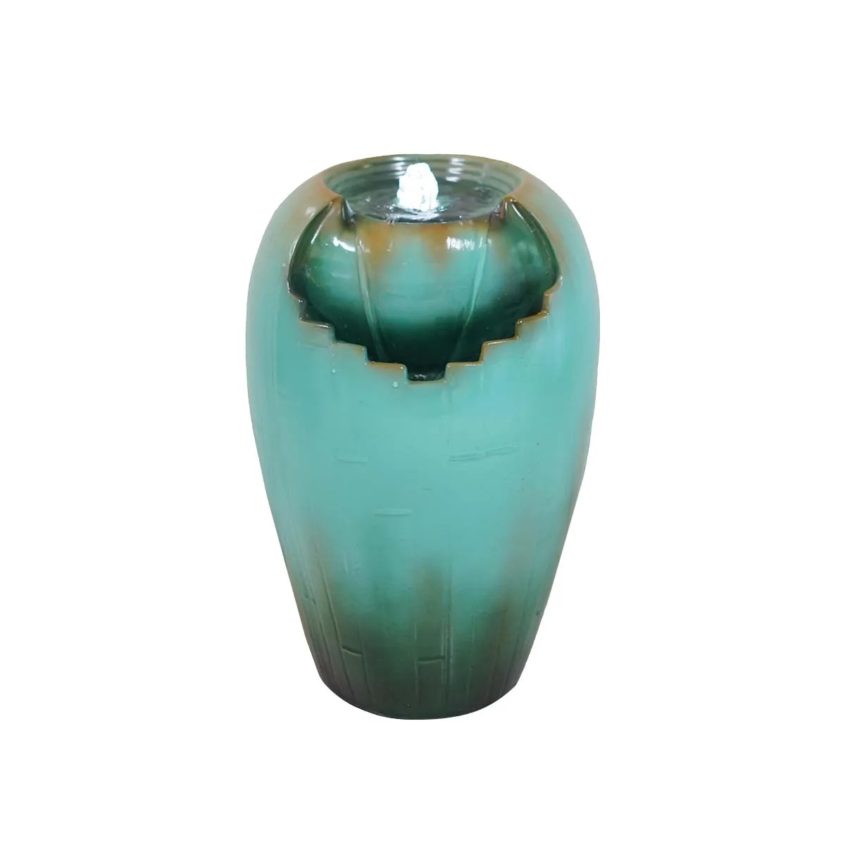 Solar Powered Ceramic Water Fountain Decor Large Indoor/Outdoor Resin Plastic and Glass Backyard Garden for Yard