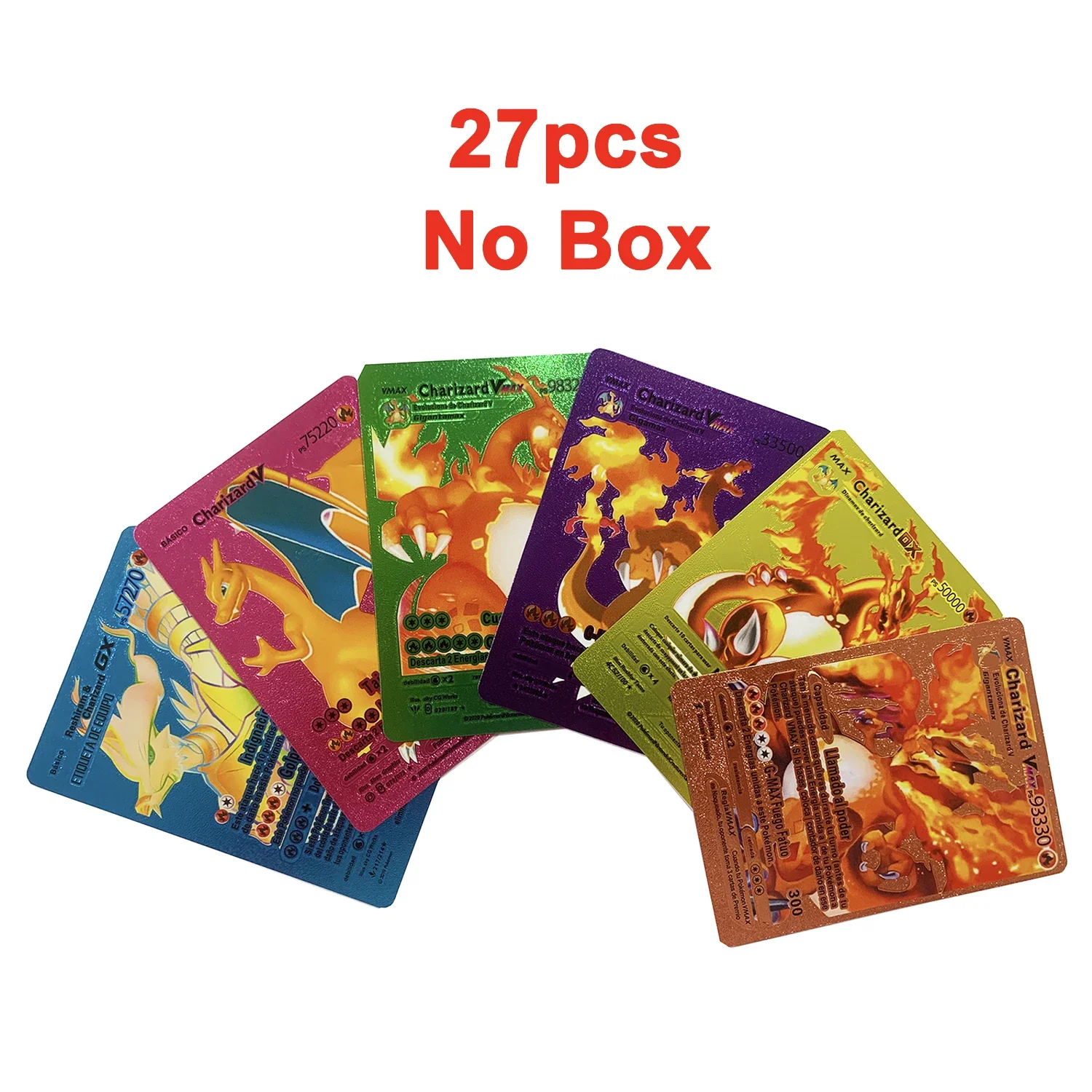 Wysoki atak 135-27 szt. Karty pokemonów hiszpańskie złote kolorowy zestaw czarne karty Vmax Sliver GX Pikachu Carta Charizard