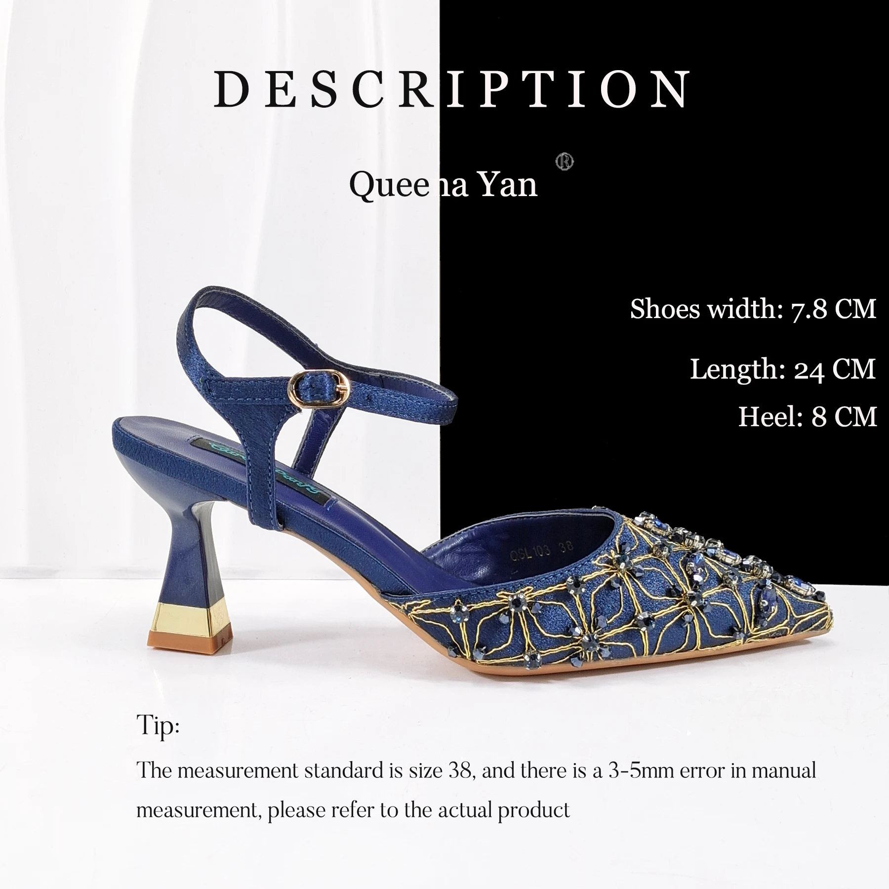 حار بيع ناضجة الأزرق الداكن حفل زفاف Woneb أشار تو عالية الكعب وحقيبة مجموعة زينت حجر الراين بأشكال مختلفة #2