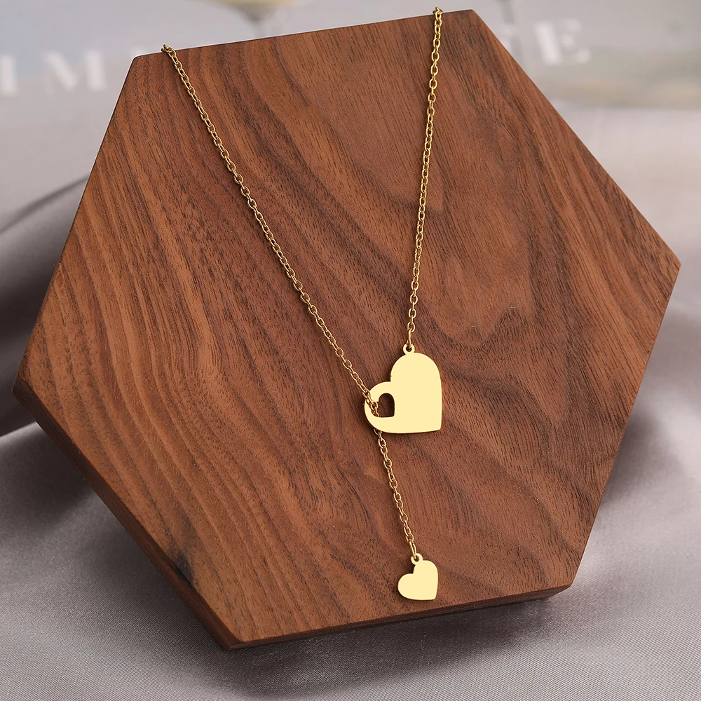 Stainless Steel Necklaces Sweet Heart Pendants Chains Charms Choker Fashion Necklace For Women Jewelry Wedding Party Girls Gifts