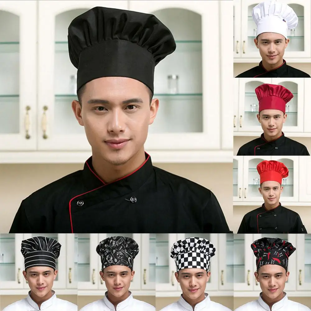 Professional Stretchy Adjustable Men Cap Kitchen Cook Baker Catering Chef Hat