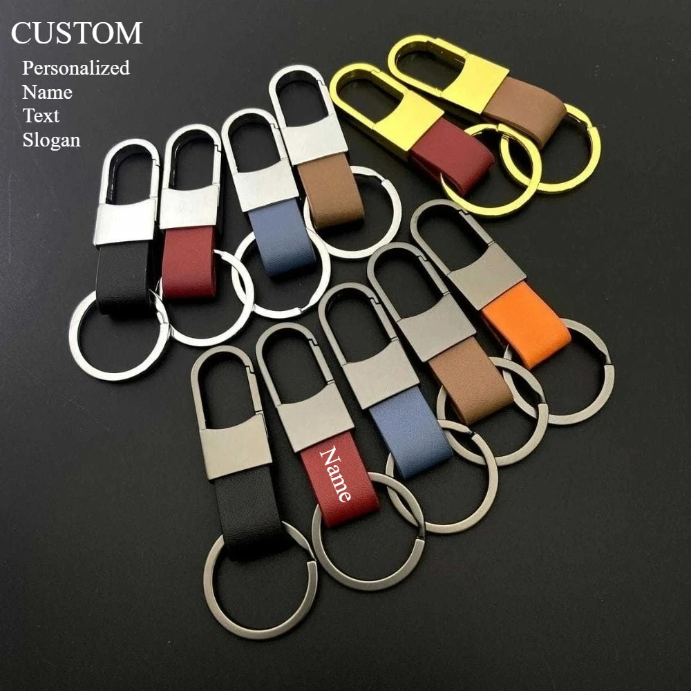 

Personalization Creativity Customed Metal Leather Car Keychain Moto Keyring Fashion Men and Women Pendant Gift