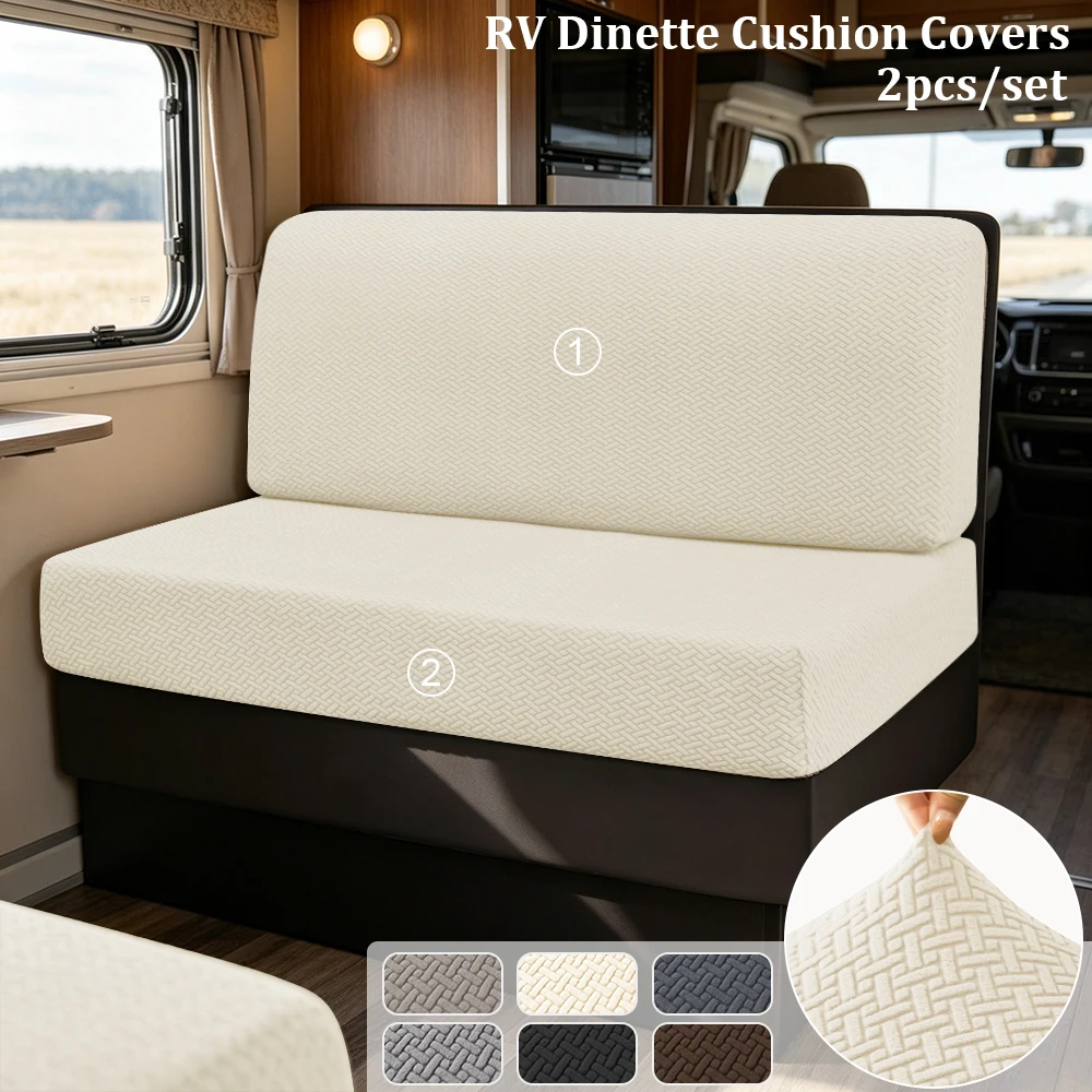 Juego de 2 Fundas de Color Sólido para Sofá, Fundas Elásticas para Cojines de Comedor de Autocaravanas, Fundas para Asientos de Autocaravanas, Fundas para Bancos de Autocaravanas, Fundas para Sofás de Autocaravanas