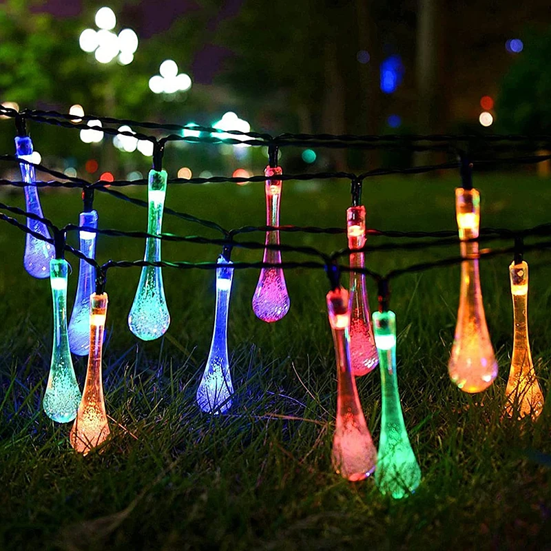 

LED Outdoor Water Drops Solar Lamp String Light 20/10 LEDs Fairy Holiday Wedding Christmas Party Garland Garden Waterproof Decor