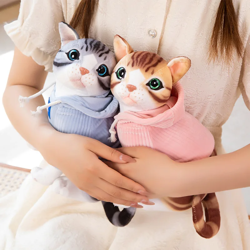 

Simulation Cat with Clothes Plush Toy Cartoon Stuffed Animals Siame Kitten American Shorthair Cats Plushies Doll Soft Kids Toys