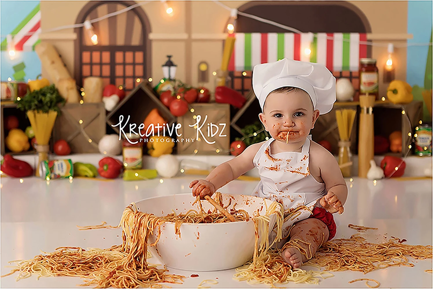 Ristorante Italiano Backdrops Kids Baby Birthday Cake Smash Photocall Props Restaurant Kitchen Backgrounds
