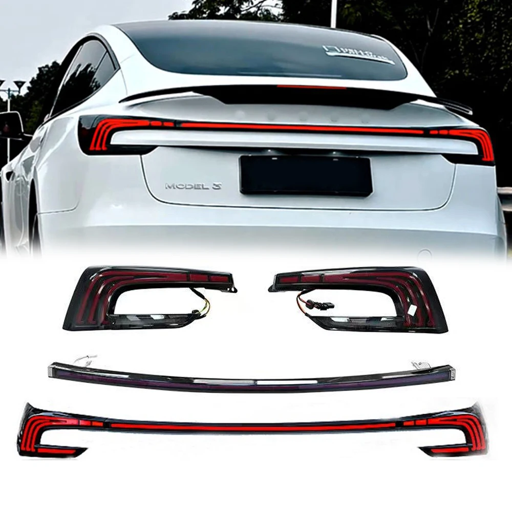 

LED Through Tail Lights for TESLA MODEL 3 2024-2025 new style full led DRL Car Taillights Assembly Signal Auto Accessories Lamp