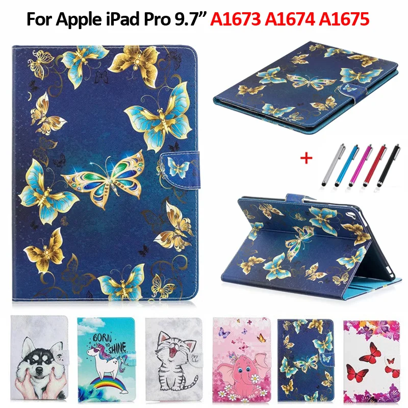 Case For iPad Pro 9.7 Case Cute Cat Unicorn Puppy Butterfly Tablet For Apple iPad Pro 9.7 inch Case Capa Funda A1673/A1674/A1675