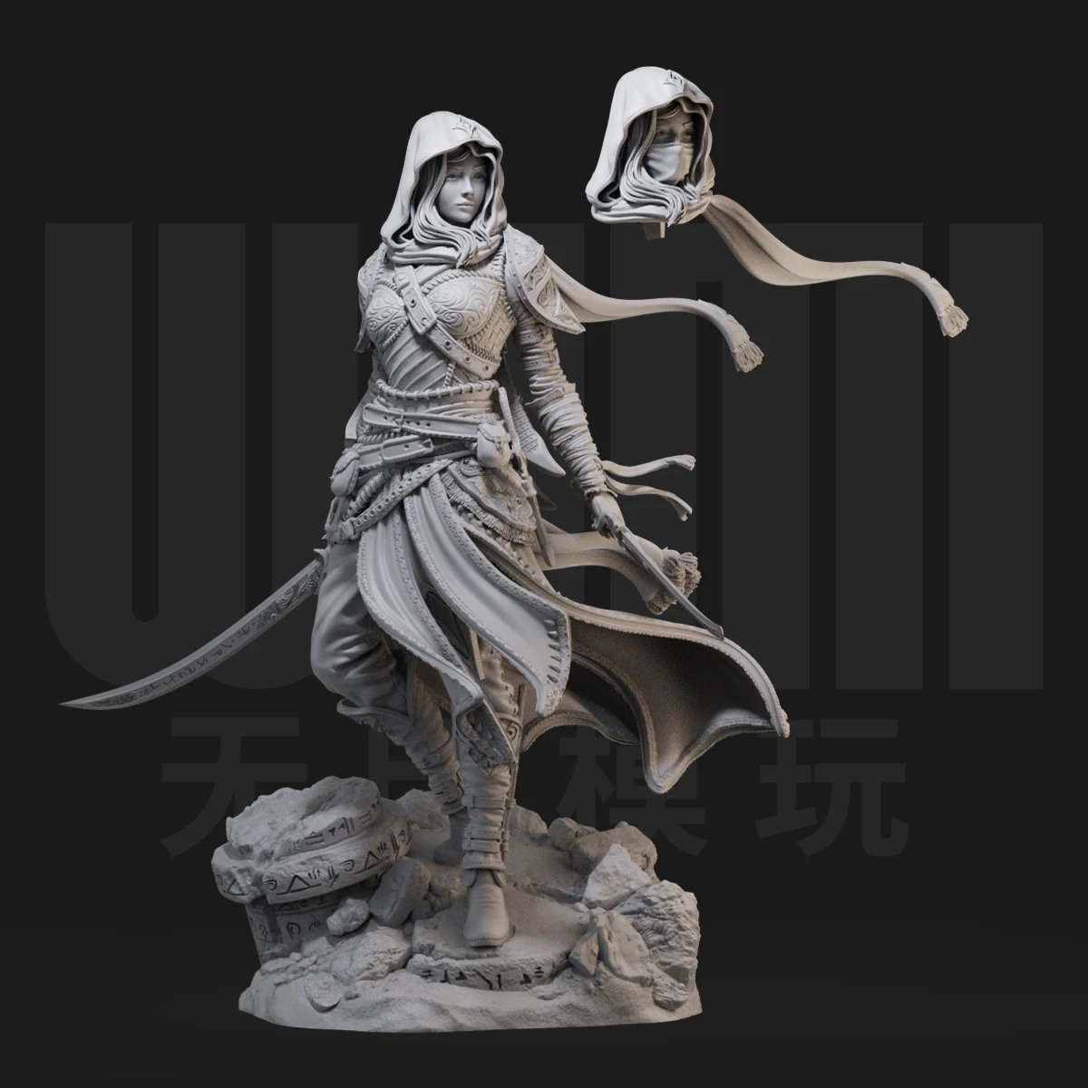 1/24 Medieval Female Ranger Western Fantasy White Model Handmade GK Soldier 3D Printed Model