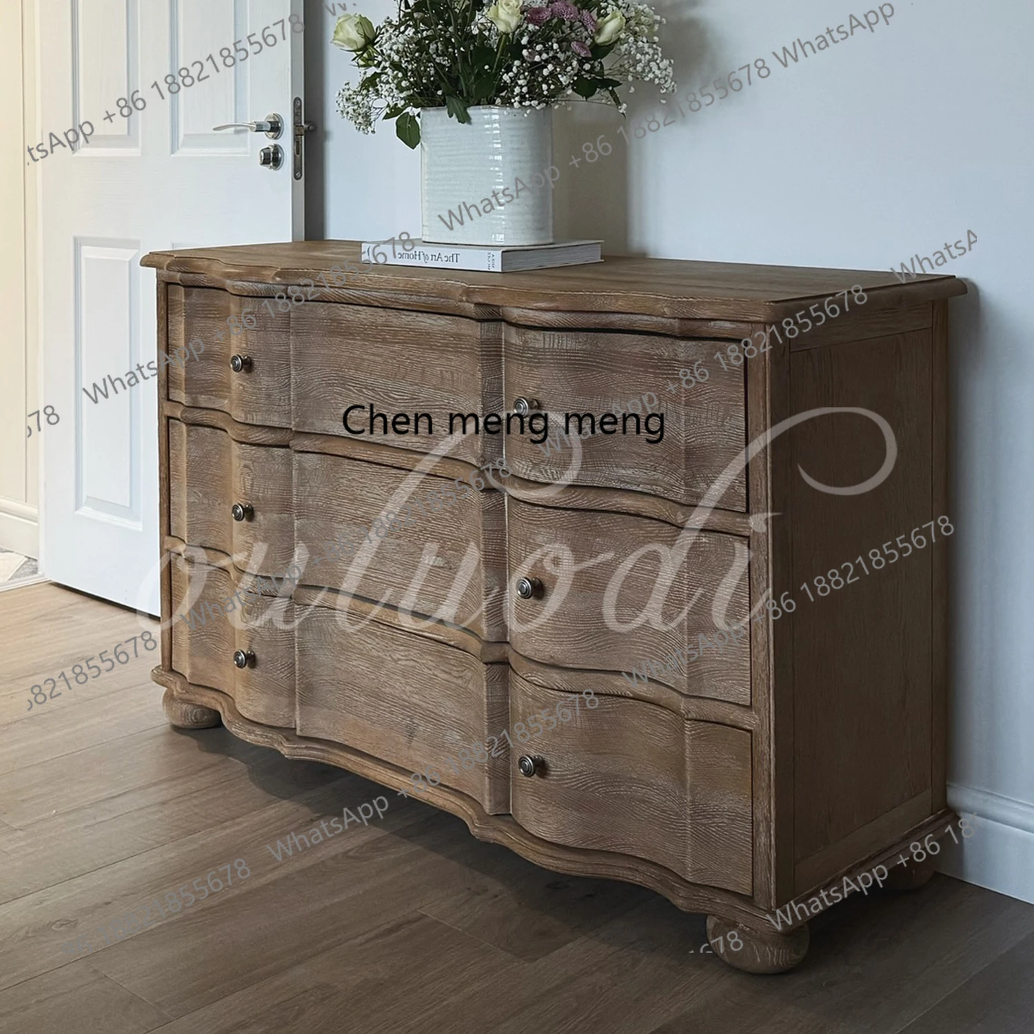 

American retro solid wood chest cabinet, living room locker, French bedroom, bedside three-bucket cabinet, storage cabinet