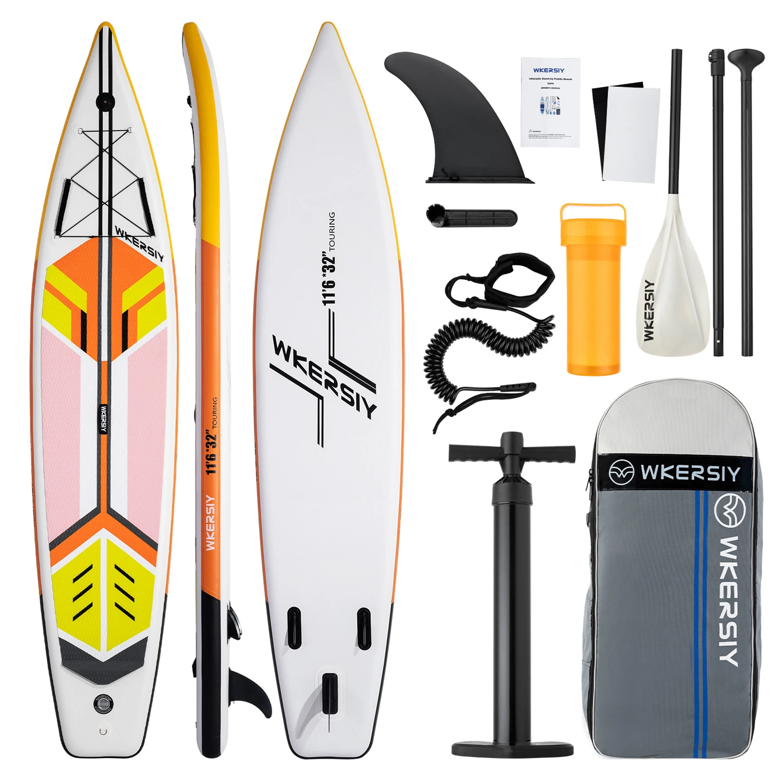 Inflatable Stand Up Paddleboard S UP Board 6 Inch Thick Surfboard Surf Set with Surf Fin Coiled Leash Inflator Pump Carry Bag