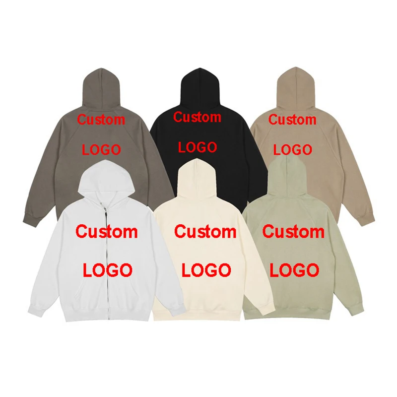 Custom LOGO DIY Fashion Style zipper jacket street style loose thick fleece sweater long-sleeved hoodie men zip up hoodie y2k