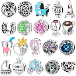 Tree of Life Authentic 925 Sterling Silver Flower Dazzling Clear Green Zircon DIY Beads Fit Original Charms Bracelets Making