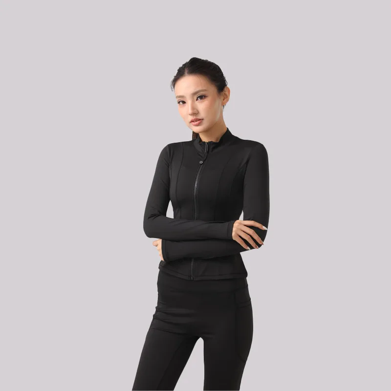 

Women's Yoga Activewear Set: Stand Collar Slim-Fit Zipper Top and High-Stretch Leggings Two-Piece Set with Thumb Holes