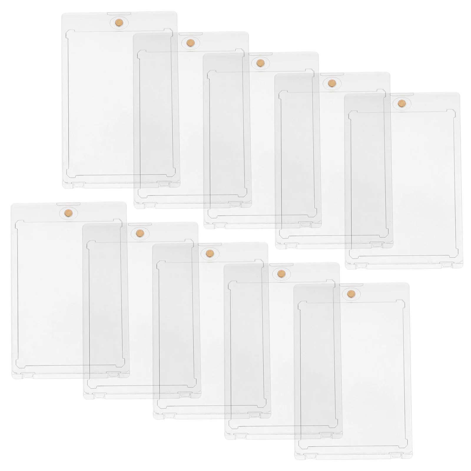 

10pcs Card Protector Case Transparent Acrylic Gold Magnetic Closure Dust Proof Wear Resistant Trading Card Display Holder