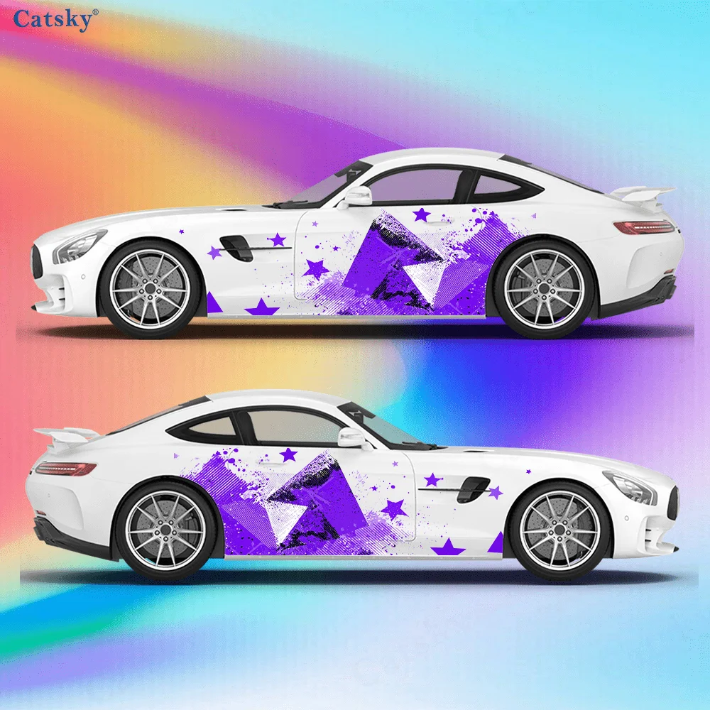 Colored triangular block five-pointed star splash sticker, suitable for cars and trucks, durable, fade-resistant, easy to instal