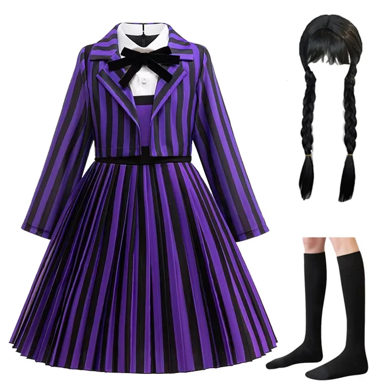 4-12 years old Halloween show costume girls black  college uniform girls theme event costume carnival party dress 2PS