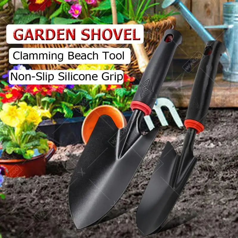 1PCS Stainless Steel Portable Gardening Trowel Shovel Kit Perfect for Planting Flowers Sowing Seeds with Ergonomic Black Handle