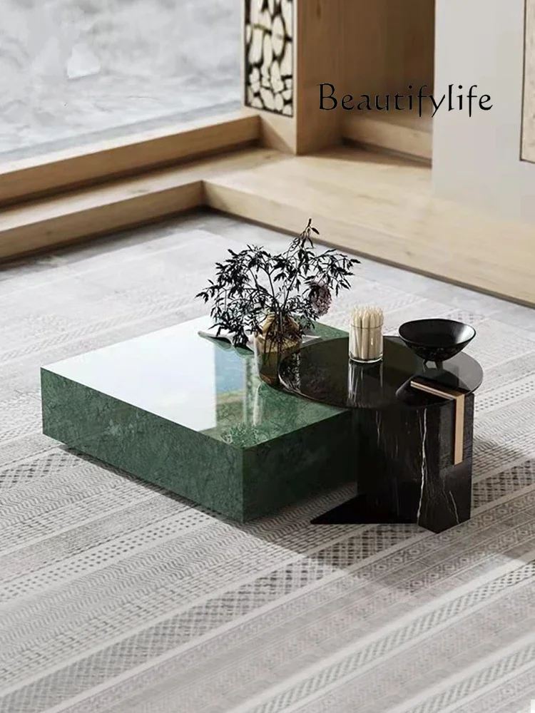 Imported Light Luxury High-Grade Natural Marble Indian Green Living Room Square