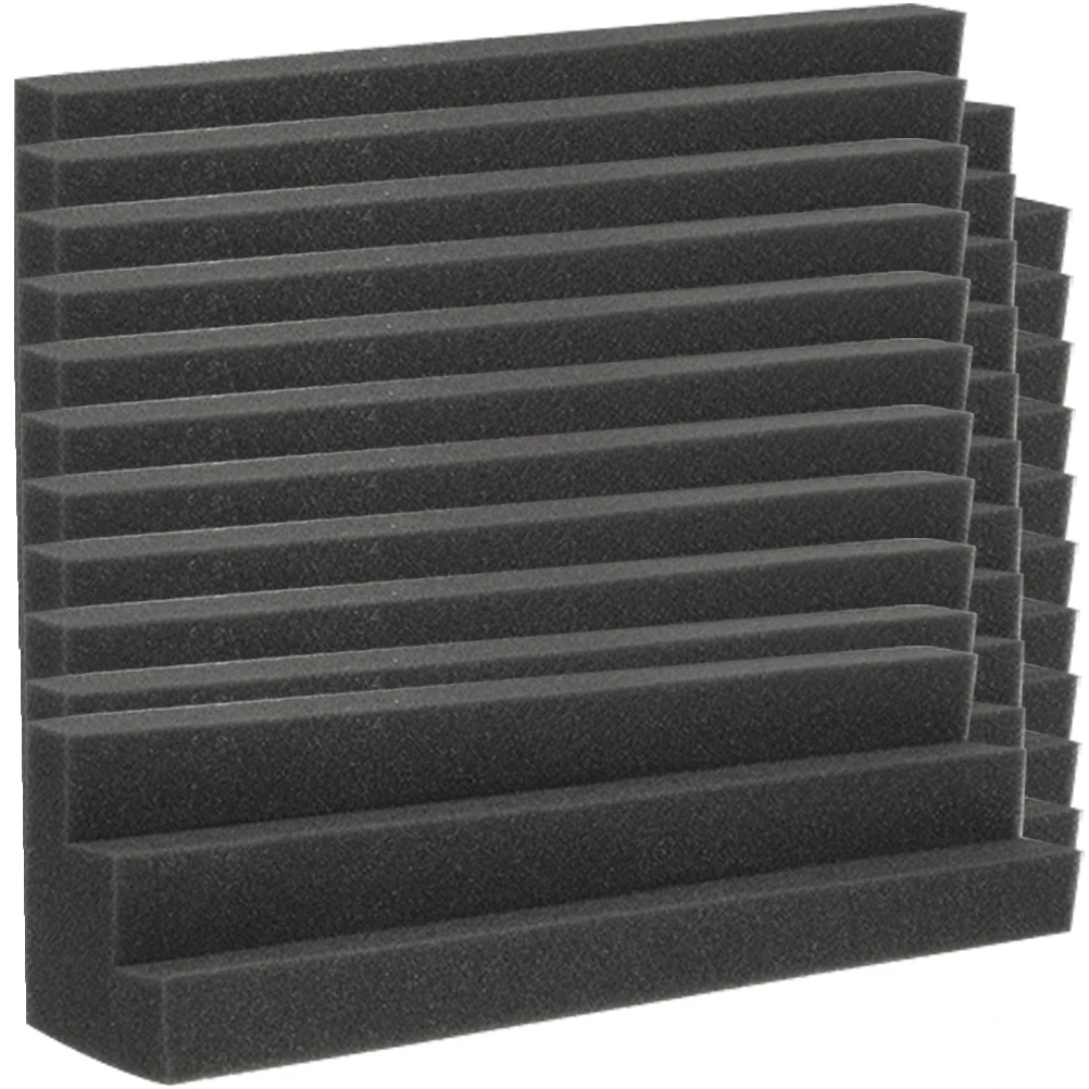 

12 Pcs Black Trapezoidal Acoustic Panels Sound Absorbing Cotton 7 5x7 5x30cm High Density Bass Traps Noise Reduction Recording