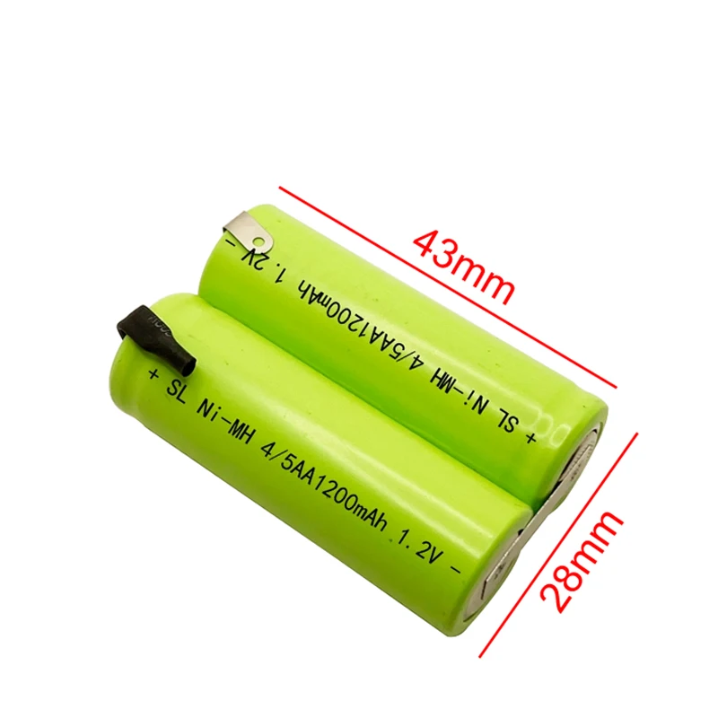 4/5AA 2.4V NI-MH Rechargeable Battery Pack With Tabs 43*28mm Replaces For Philips 996 Electric Clipper Battery