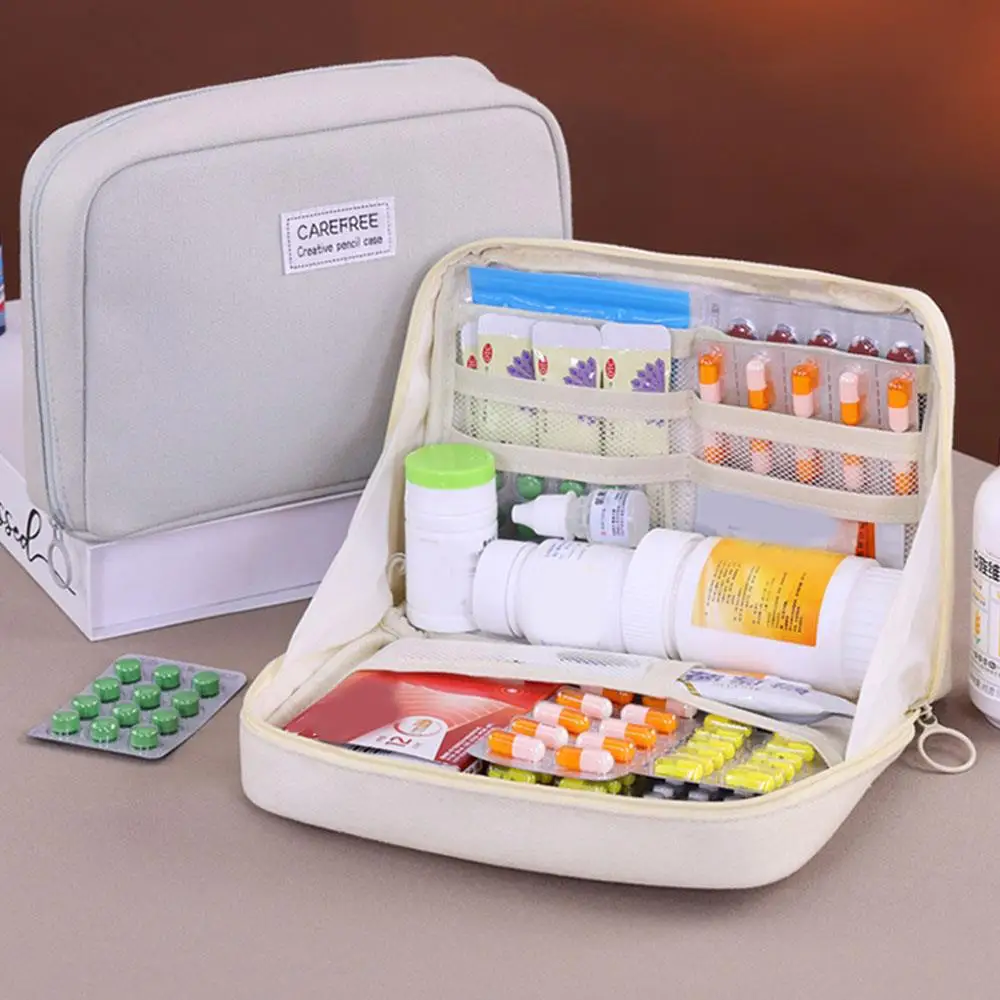 

1 шт., органайзер для аварийных наборов, портативная сумка для хранения таблеток на молнии, бытовой органайзер, большая вместительная многослойная сумка для хранения таблеток