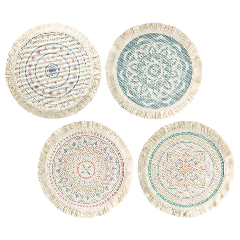 

4Pcs Heatresistant Woven Placemat Cotton Dining Table Mat Practical Kitchen Decor Woven Placemat Place Mat