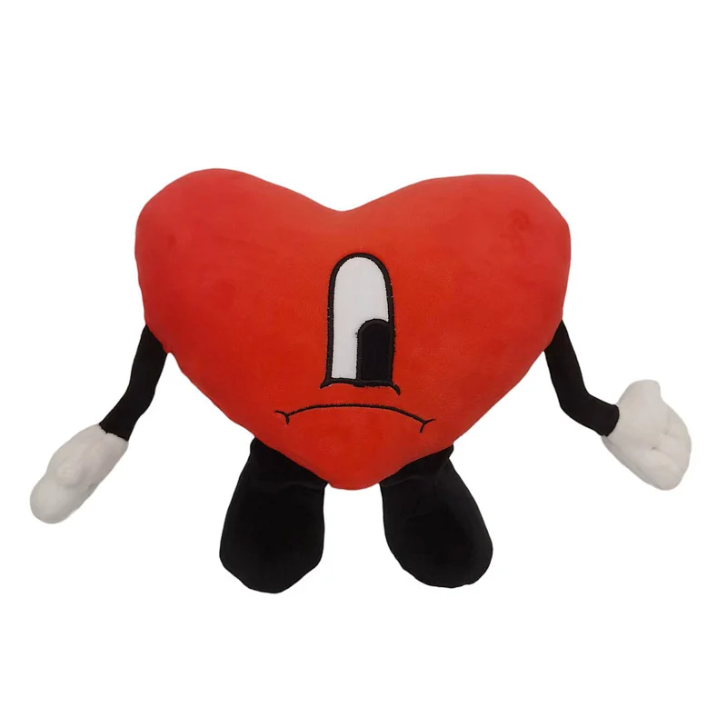 28cm Bad Bunny Peluche de juguete corazón rojo Animal relleno suave Peluche coleccionable personalizado Pp algodón ventilador regalo San Valentín conejito presente