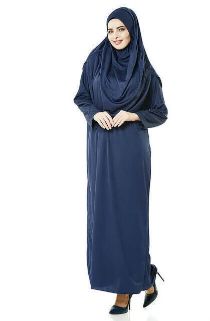 IQRAH One-Piece Prayer Gown-Navy Blue-5015