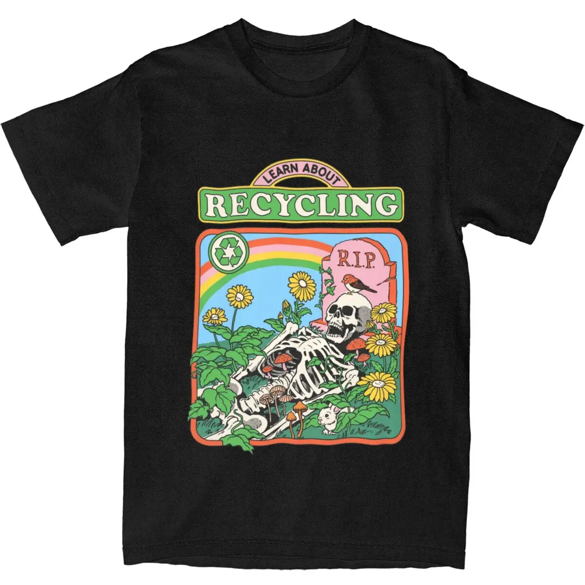 Funny Skull Carbon Circle Of Life Recycling Graphic Tee Shirt Apparel Novelty Nostalgia Dark Humor Art T Shirts Tee Clothing