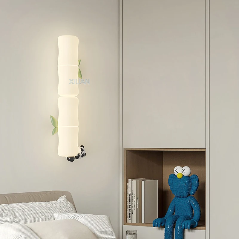 Imagem -05 - Lâmpada de Parede do Rei Macaco dos Desenhos Animados para o Quarto das Crianças Urso Panda Bamboo Light Iluminação Decorativa Vertical Horizontal de Cabeceira