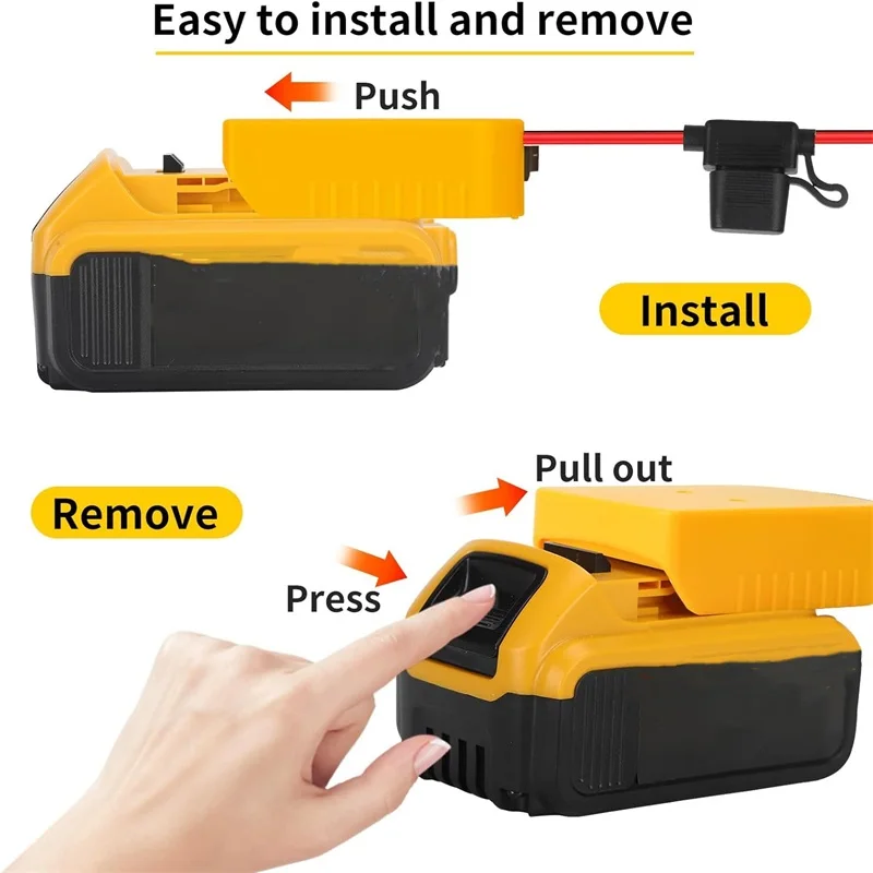 Power Wheels Adaptor for Dewalt 18V 20V Battery Dock Power Connector with Switch Fuse & Wire Terminals for RC Car Toys Robotics